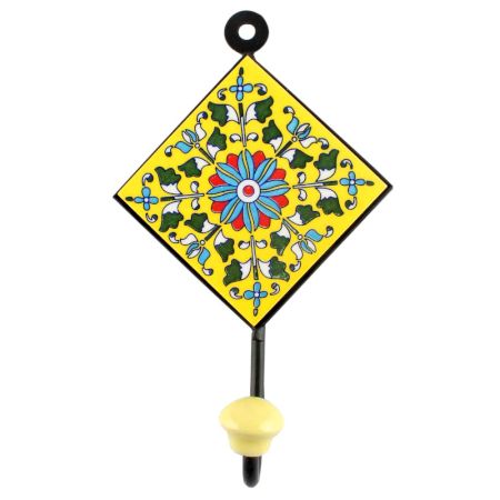 Sunflower Ceramic Tile Hook in Turquoise